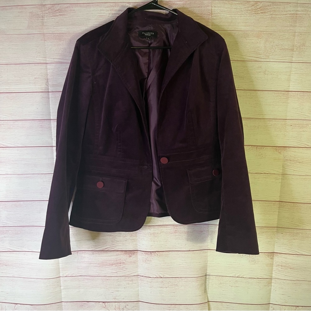 Talbots Purple Plum Velvet Blazer Size 12